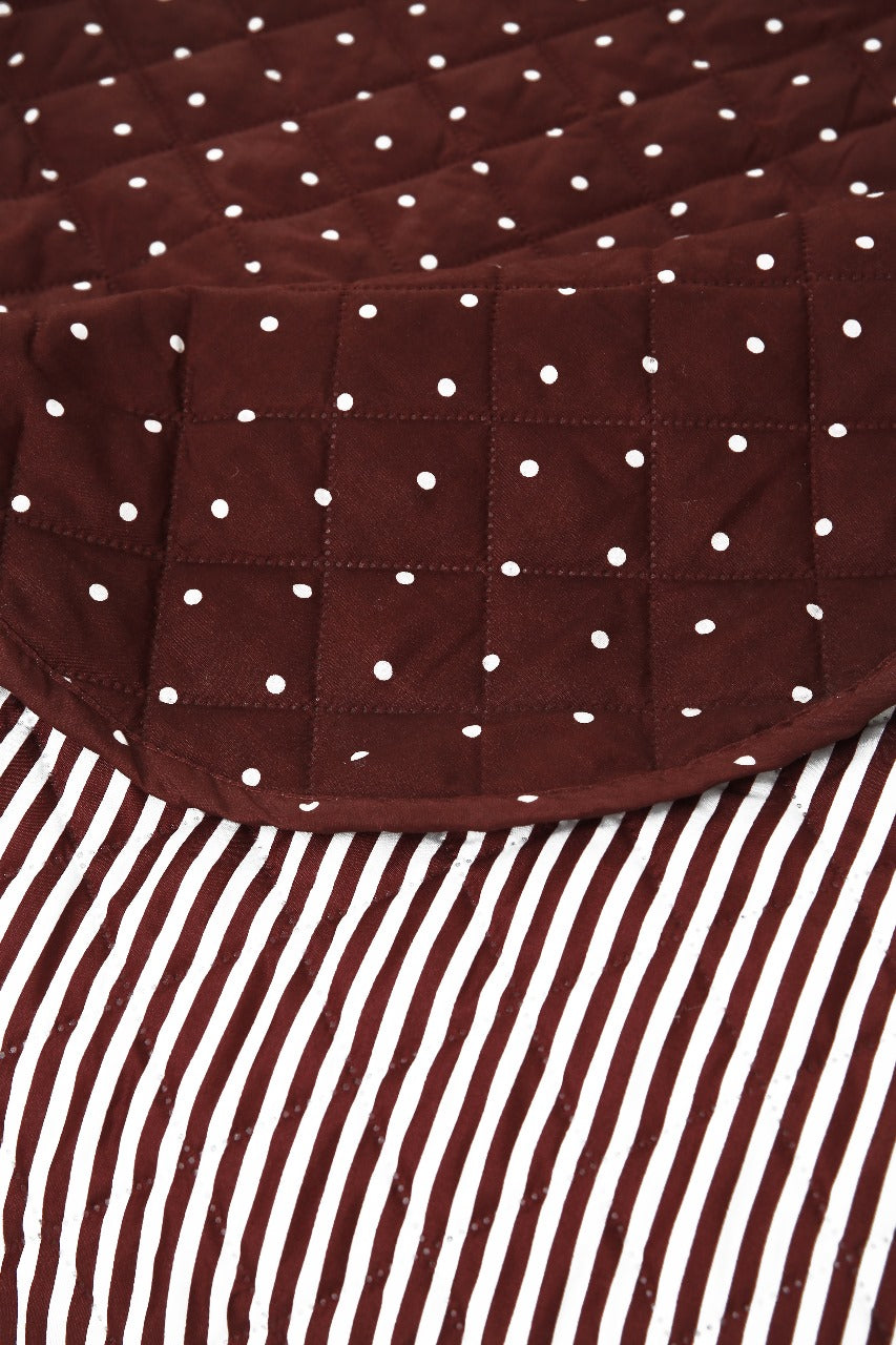 6 PCs Bed Spread Set-Plum Polka Bed Spread Apricot