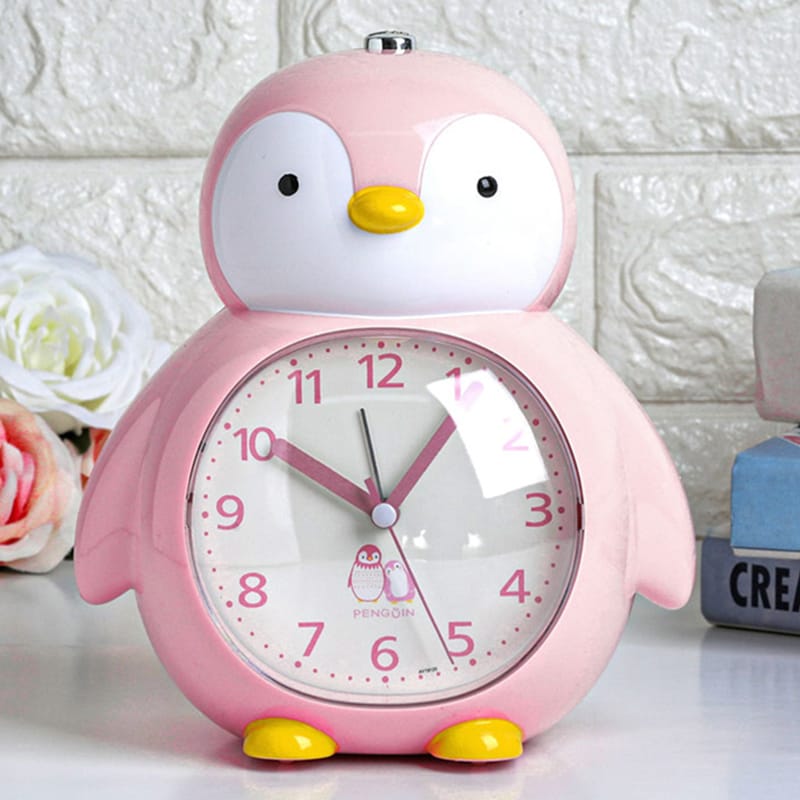 Wall and Side Table Alarm Clock-Penguin(Pink) Clock Apricot   