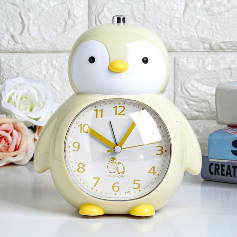 Wall and Side Table Alarm Clock-Penguin(Beige) Clock Apricot   