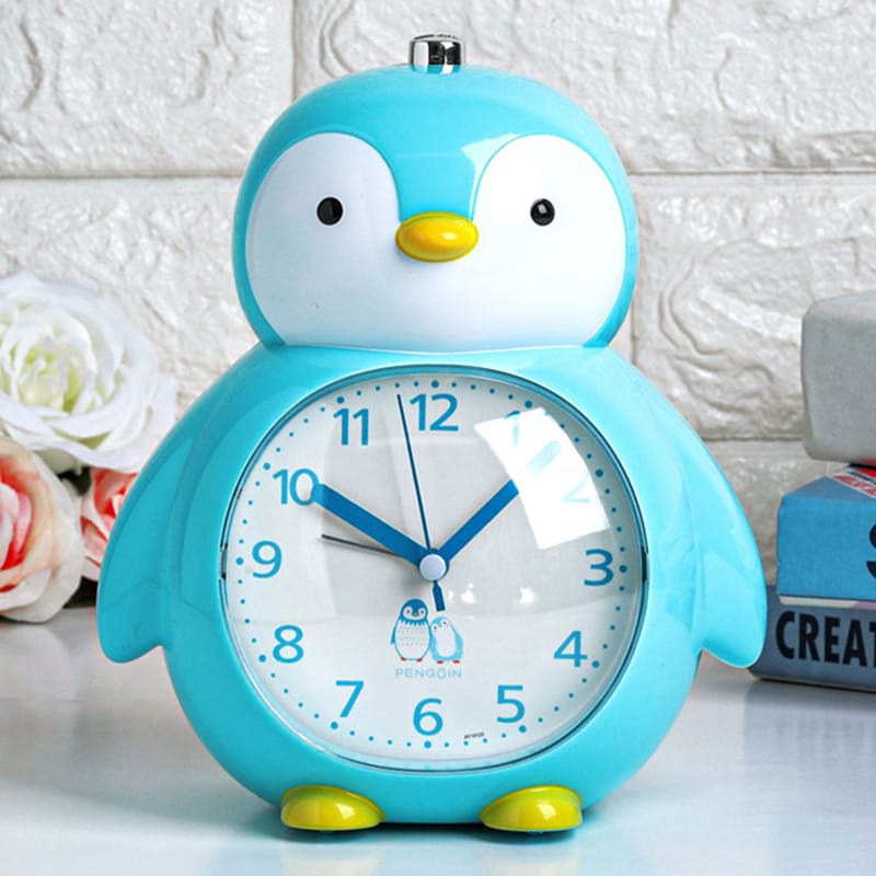 Wall and Side Table Alarm Clock-Penguin(Blue) Clock Apricot   