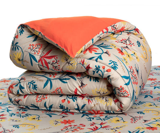 1 PC Single Comforter-Orange Lilly Comforters Apricot