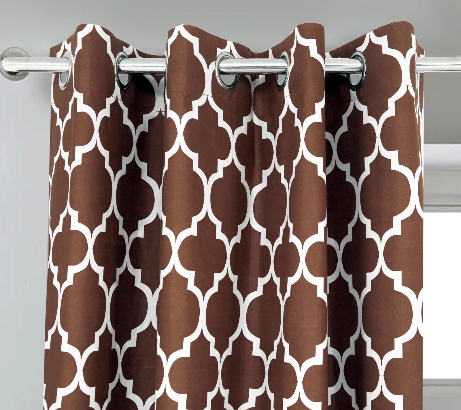 2 PCs Blackout Room Curtains-Brown Geometric Curtains Apricot   