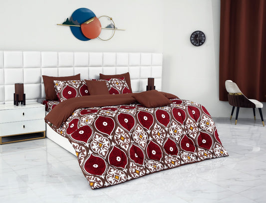 8 PCs Winter Comforter Set-Brown Crown Comforters Apricot   