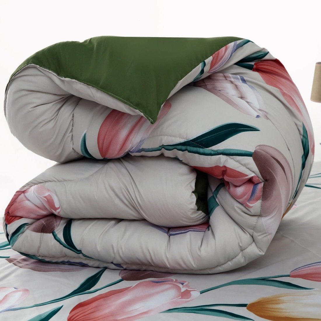 1PC Double Winter Comforter-14940-Tulip Comforters Apricot   