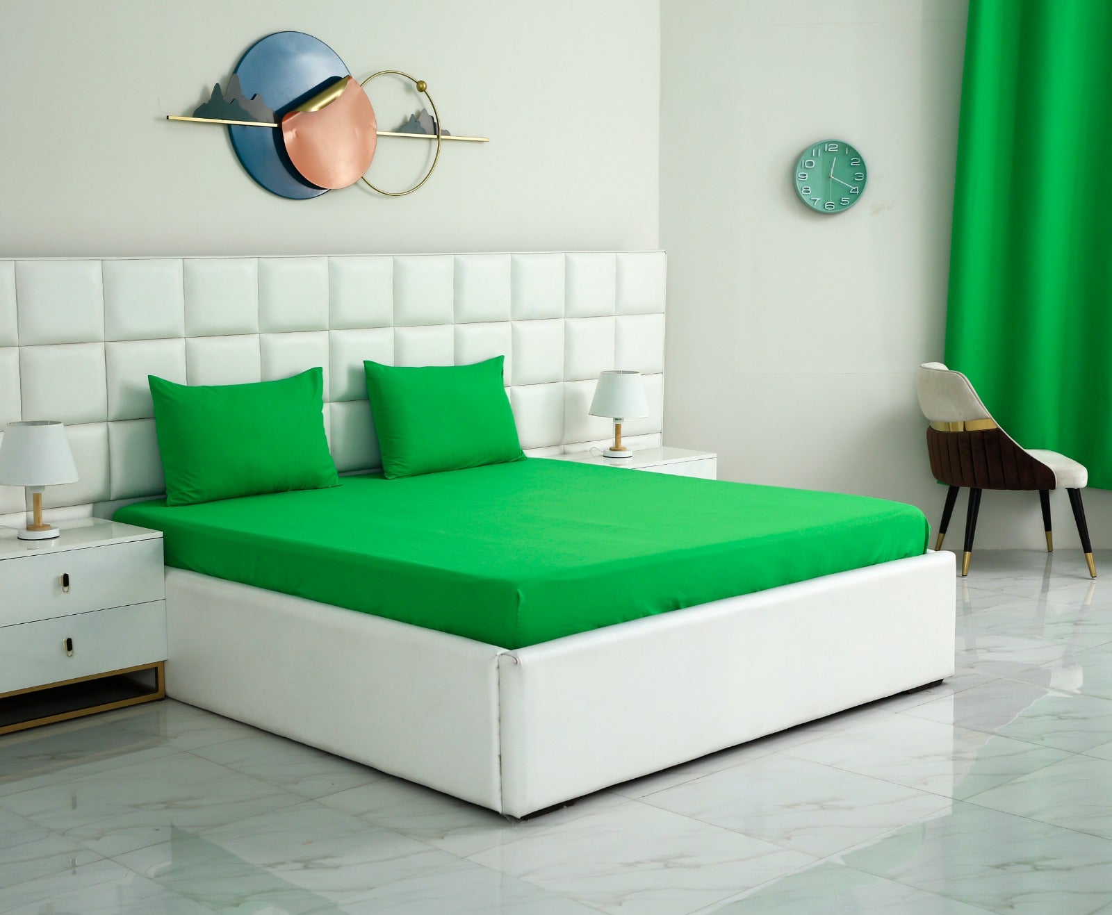 Fitted Bed Sheet-Green Fitted Sheets Apricot   