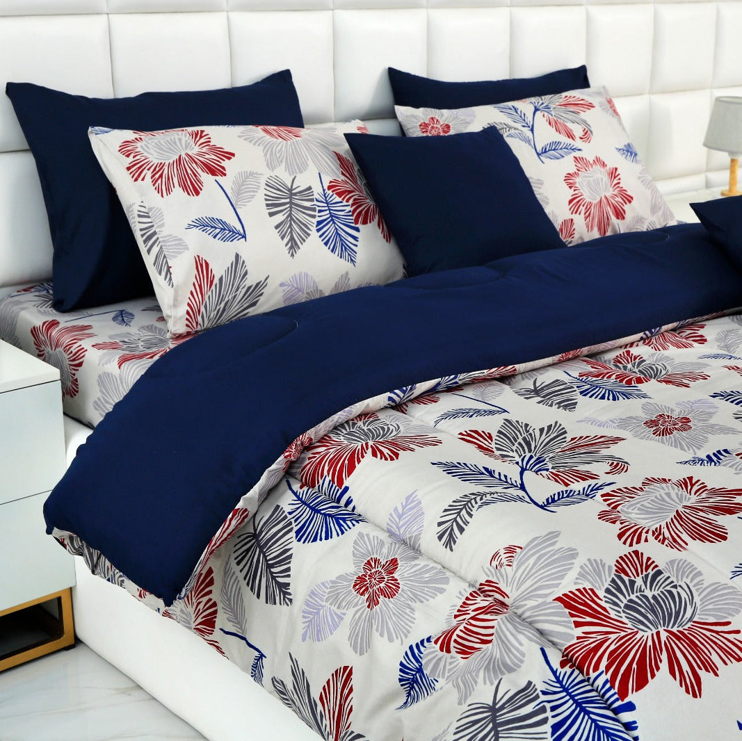 5 PCs Single Comforter Set-White Comforters Apricot