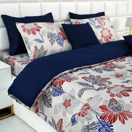 5 PCs Single Comforter Set-White Comforters Apricot