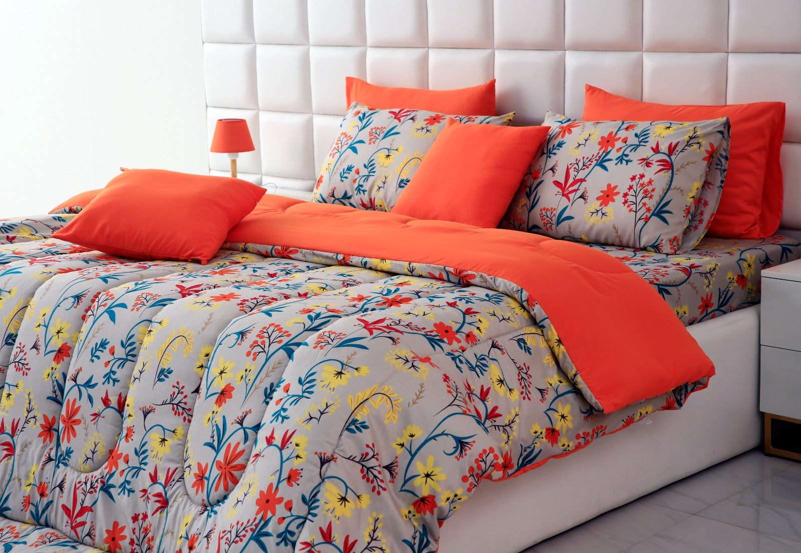 8 PCs Winter Comforter Set-14927 Orange Lilly Comforters Apricot   