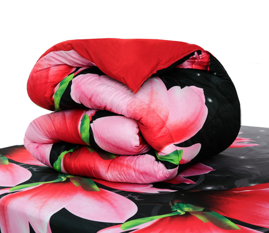 1 PC Single Comforter-Pink Lotus Comforters Apricot   