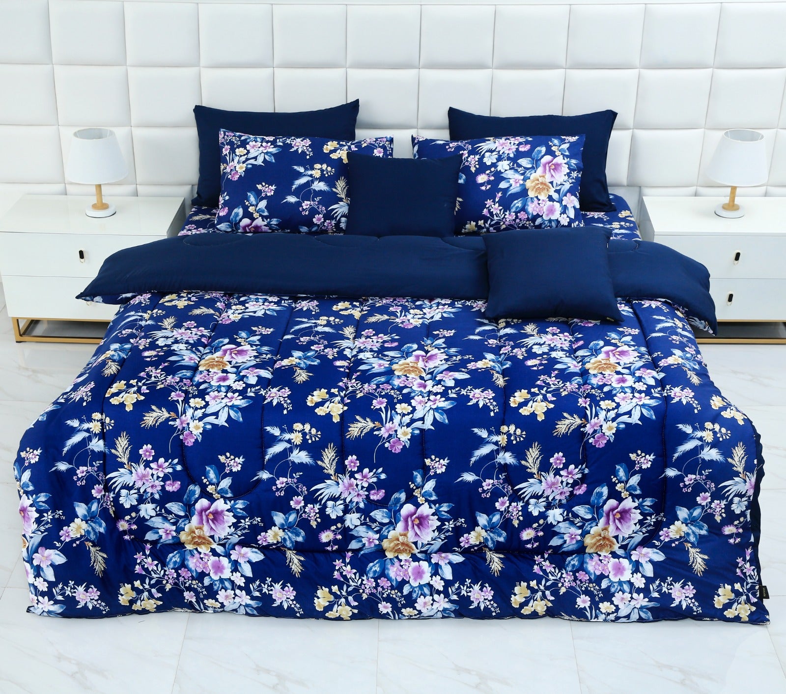 8 PCs Winter Comforter Set-14928 Aster Comforters Apricot   