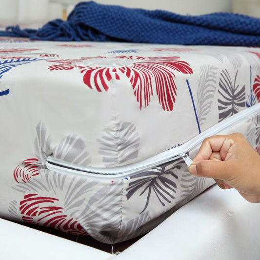 Zipper Mattress Cover Printed-Cherry Blosoom Protectors Apricot