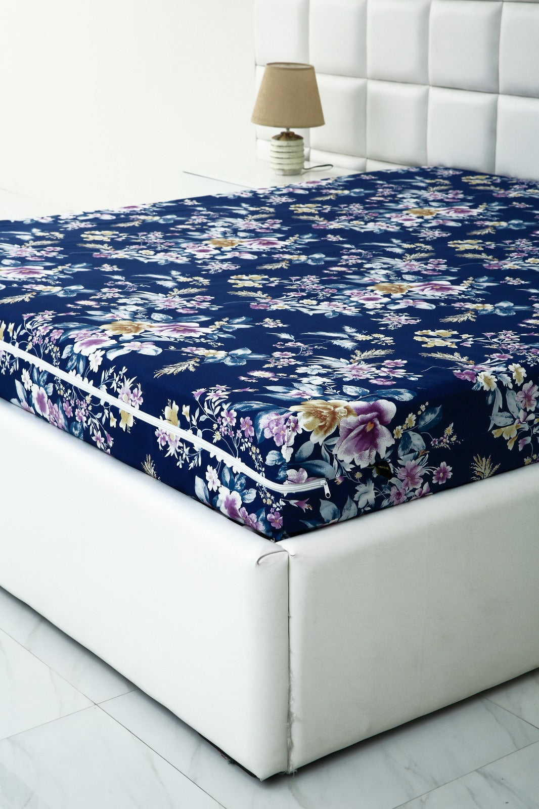 Zipper Mattress Cover Printed-Aster Protectors Apricot