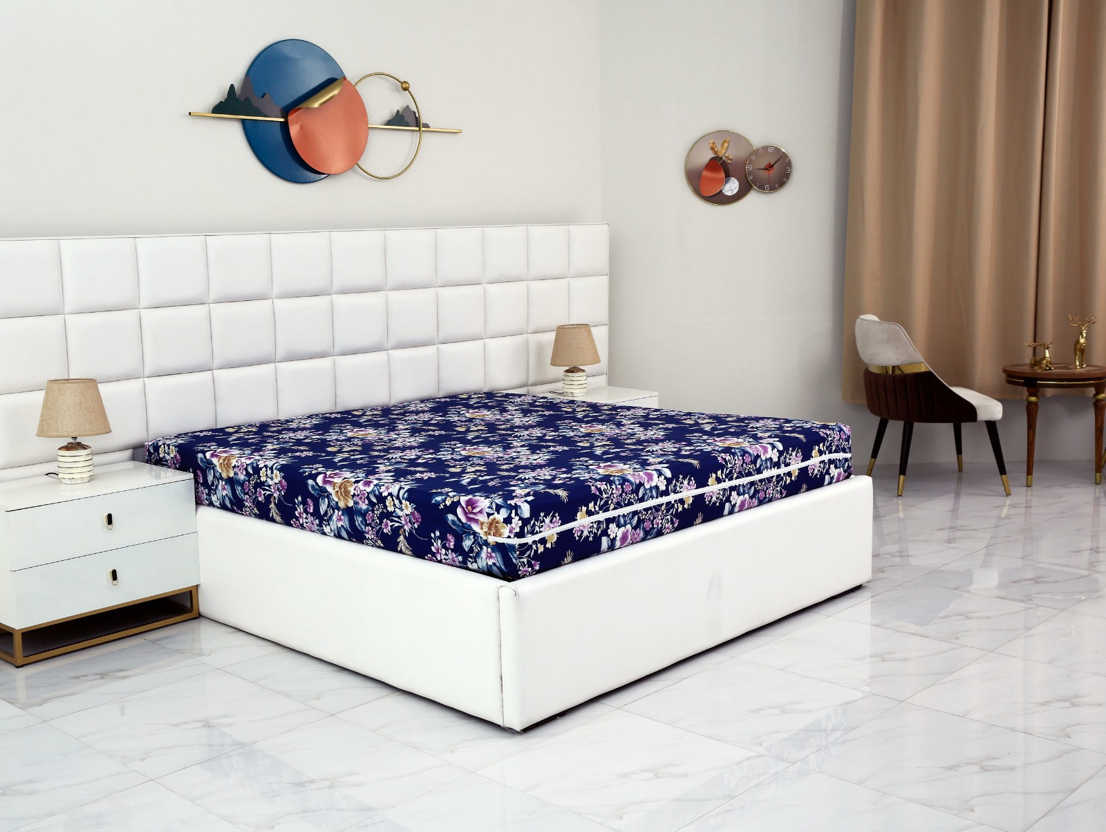 Zipper Mattress Cover Printed-Aster Protectors Apricot