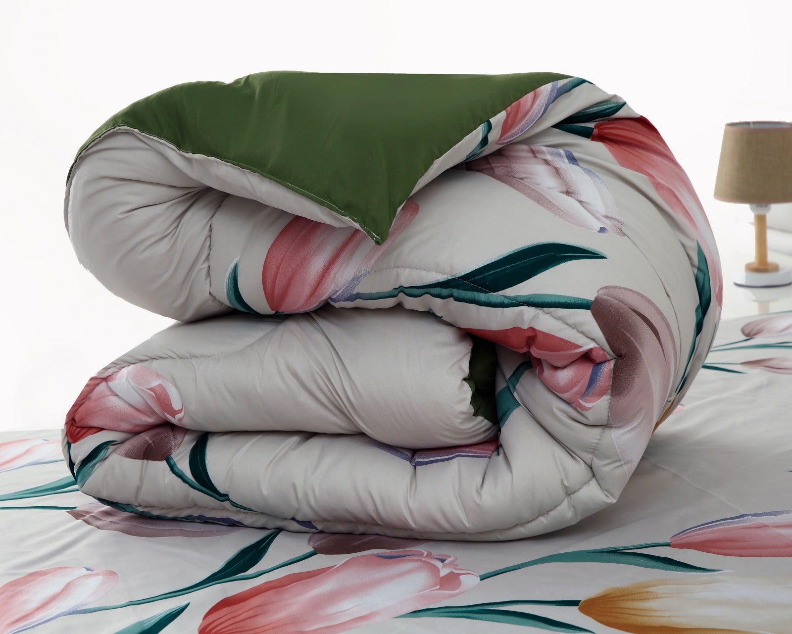 6 PCs Summer Comforter Set-Tulip Bed Spread Apricot