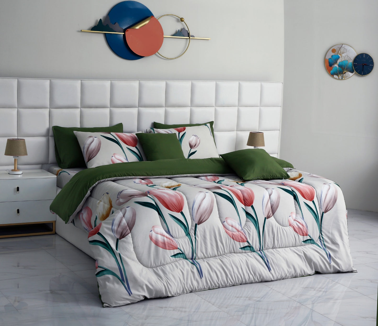 6 PCs Summer Comforter Set-Tulip Bed Spread Apricot