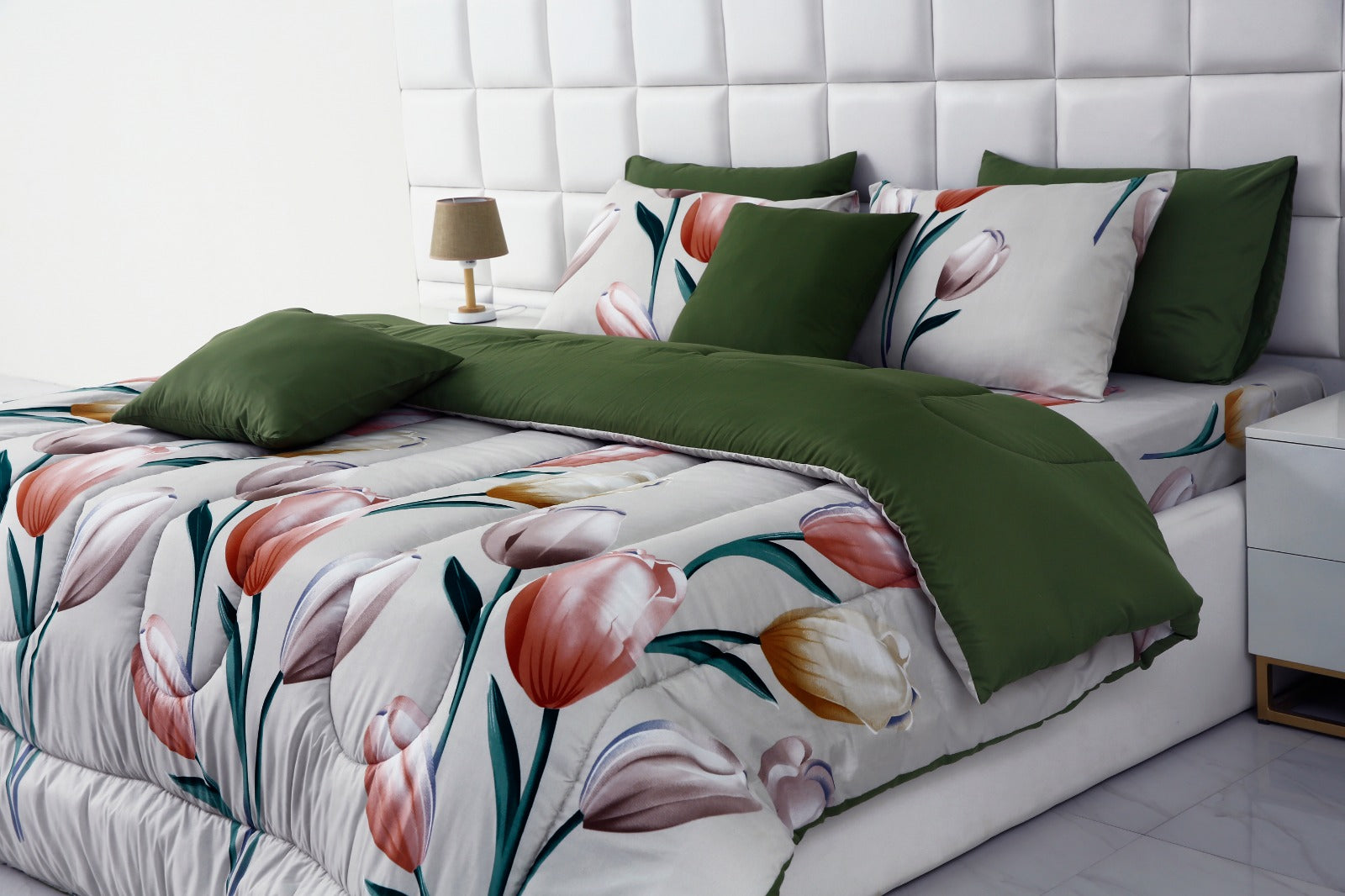 6 PCs Summer Comforter Set-Tulip Bed Spread Apricot
