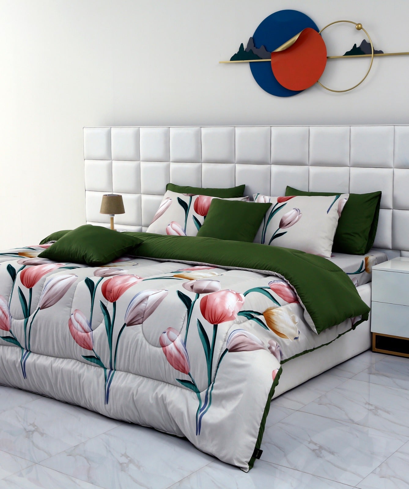 6 PCs Summer Comforter Set-Tulip Bed Spread Apricot