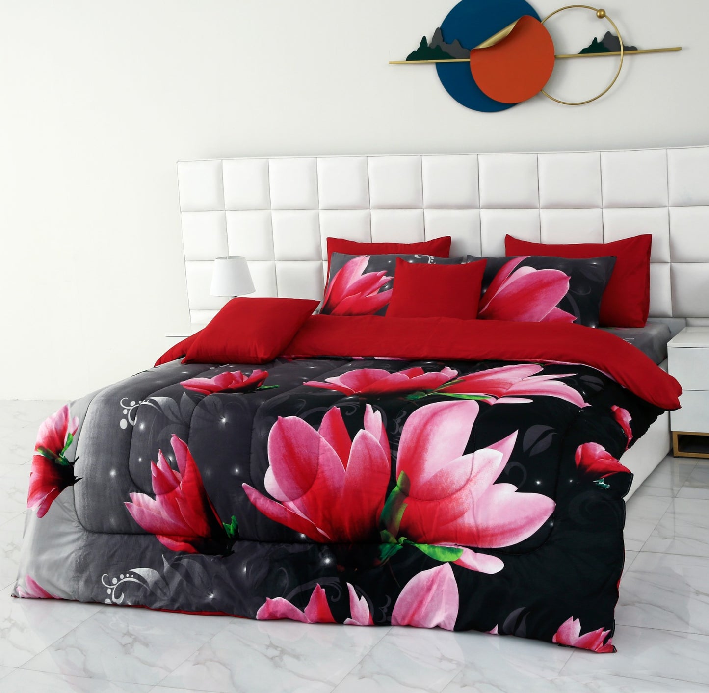 8 PCs Winter Comforter Set-15010Pink Lotus Comforters Apricot   