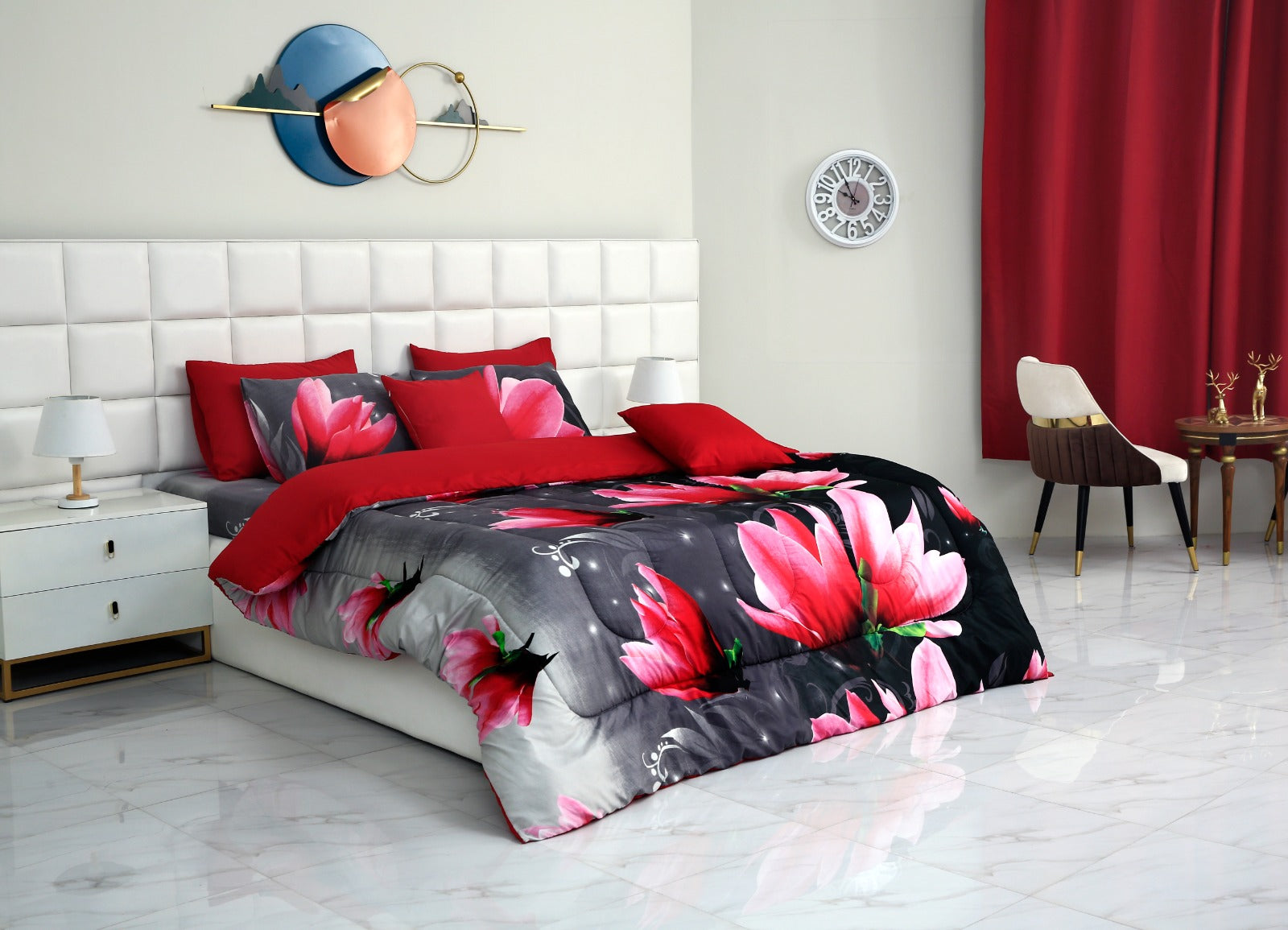 8 PCs Winter Comforter Set-15010Pink Lotus Comforters Apricot   