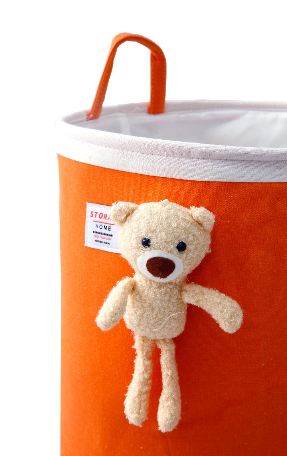 Kids Collapsible Laundry Basket-Orange Teddy  Apricot   