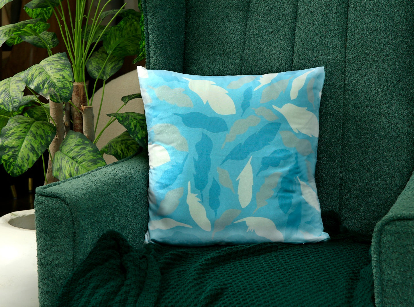 4 PCs Digital Printed Cotton Cushions-Ocean Blue cushions Apricot   