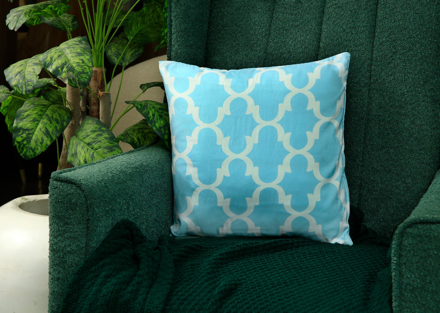 4 PCs Digital Printed Cotton Cushions-Ocean Blue cushions Apricot   