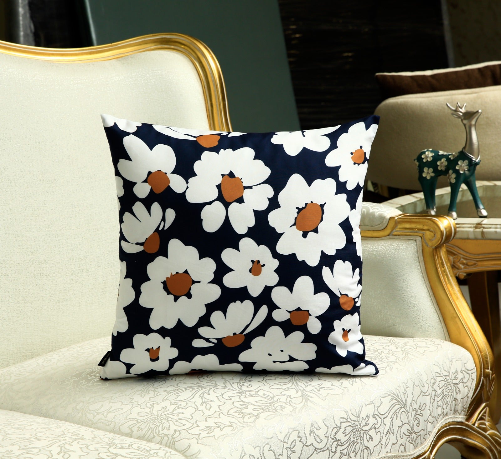 4 PCs Digital Printed Cotton Cushions-Jazmin cushions Apricot   