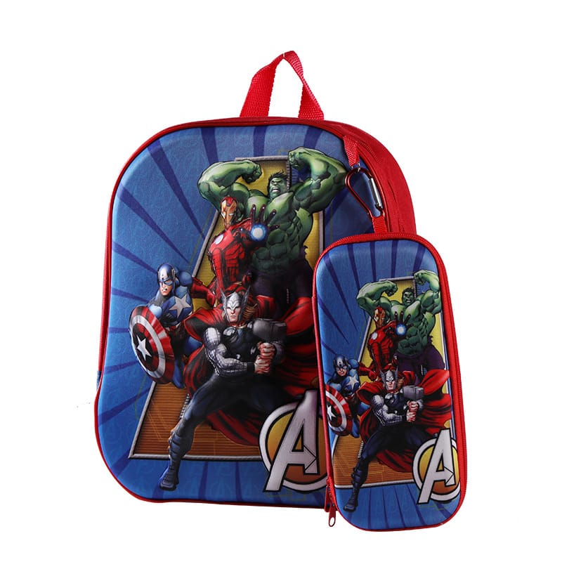 2 PCs Kids School Bag with Geometry Box-Spider Man  Apricot   