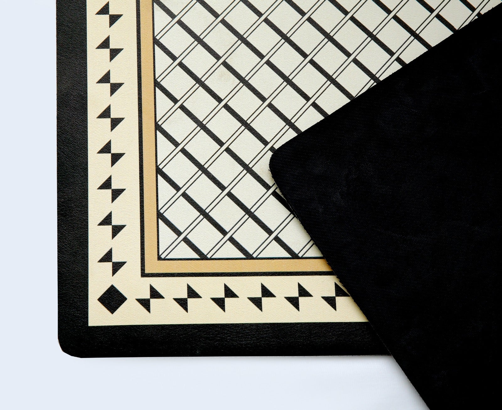 AntiSkid Dish Drying Heat & Water Protector Mat-SA-2553-2(Black Geometric) Rugs Apricot   