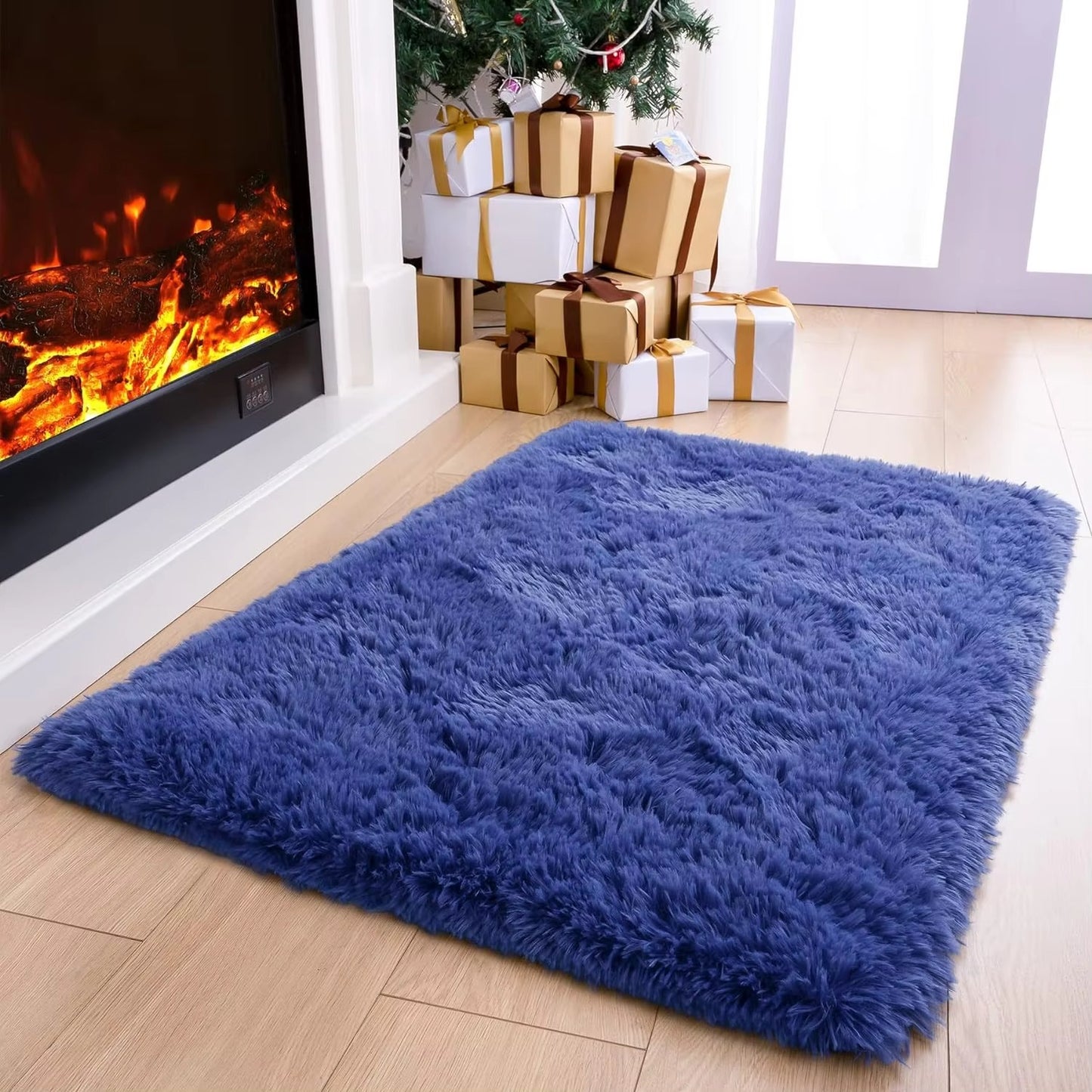 Anti-Slip Soft Fluffy Door Mat-15093Blue Door Mats Apricot   