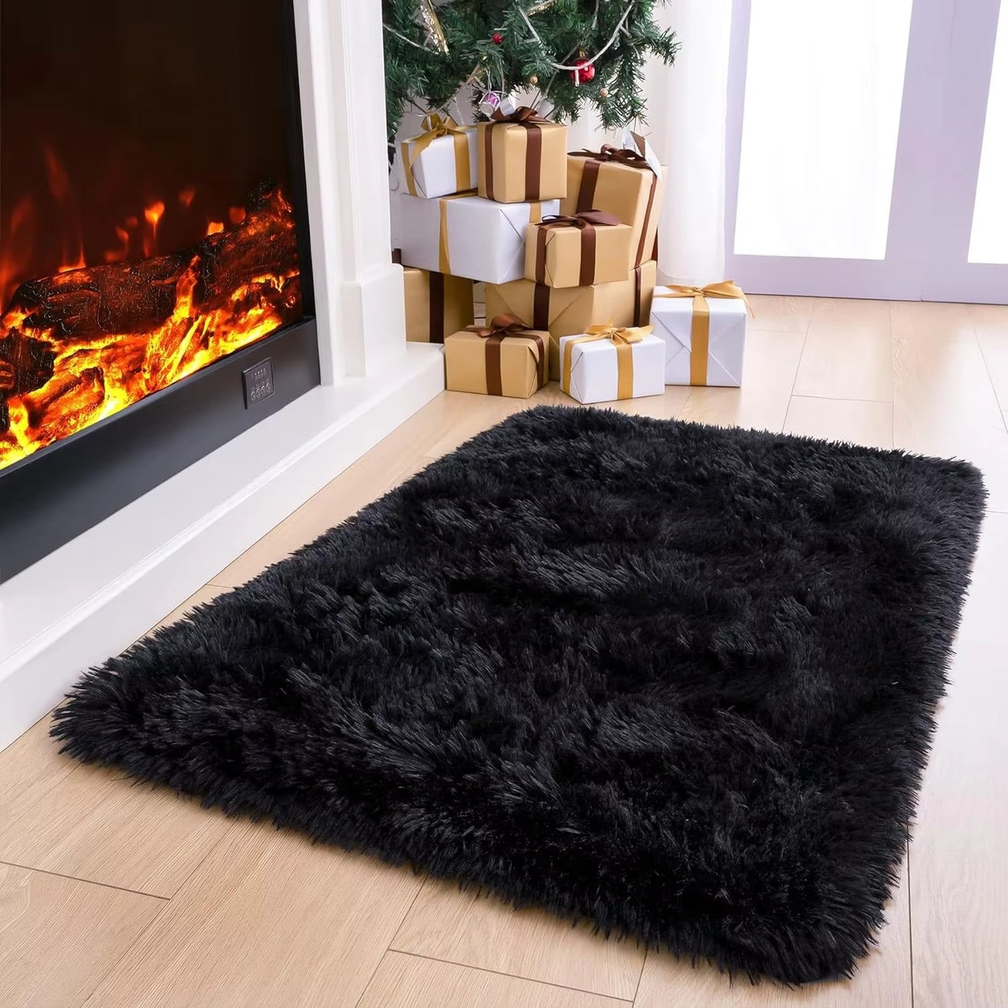 Anti-Slip Soft Fluffy Door Mat-15093Black Door Mats Apricot   