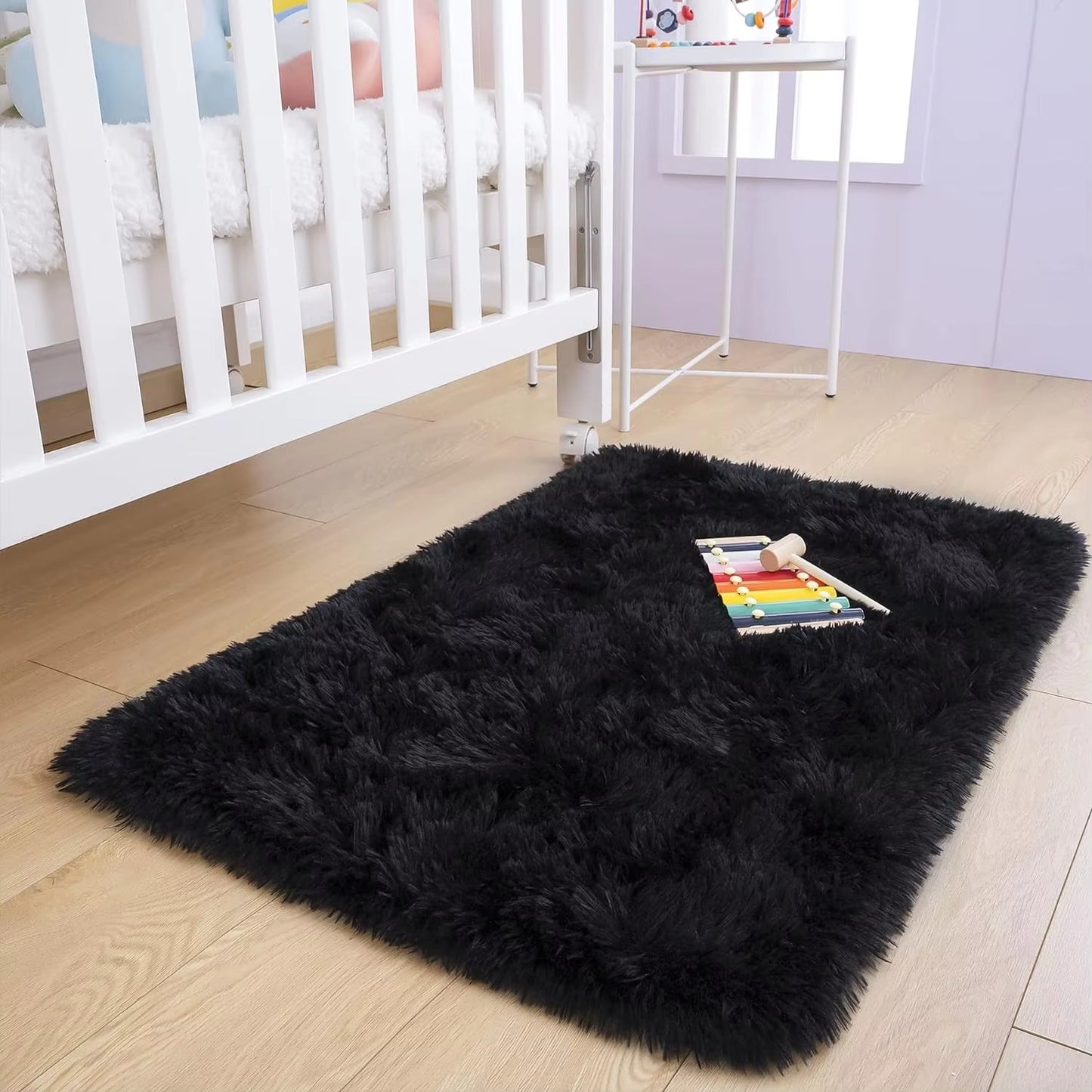 Anti-Slip Soft Fluffy Door Mat-15093Black Door Mats Apricot   