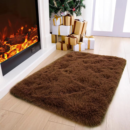 Anti-Slip Soft Fluffy Door Mat-15093Brown Door Mats Apricot   