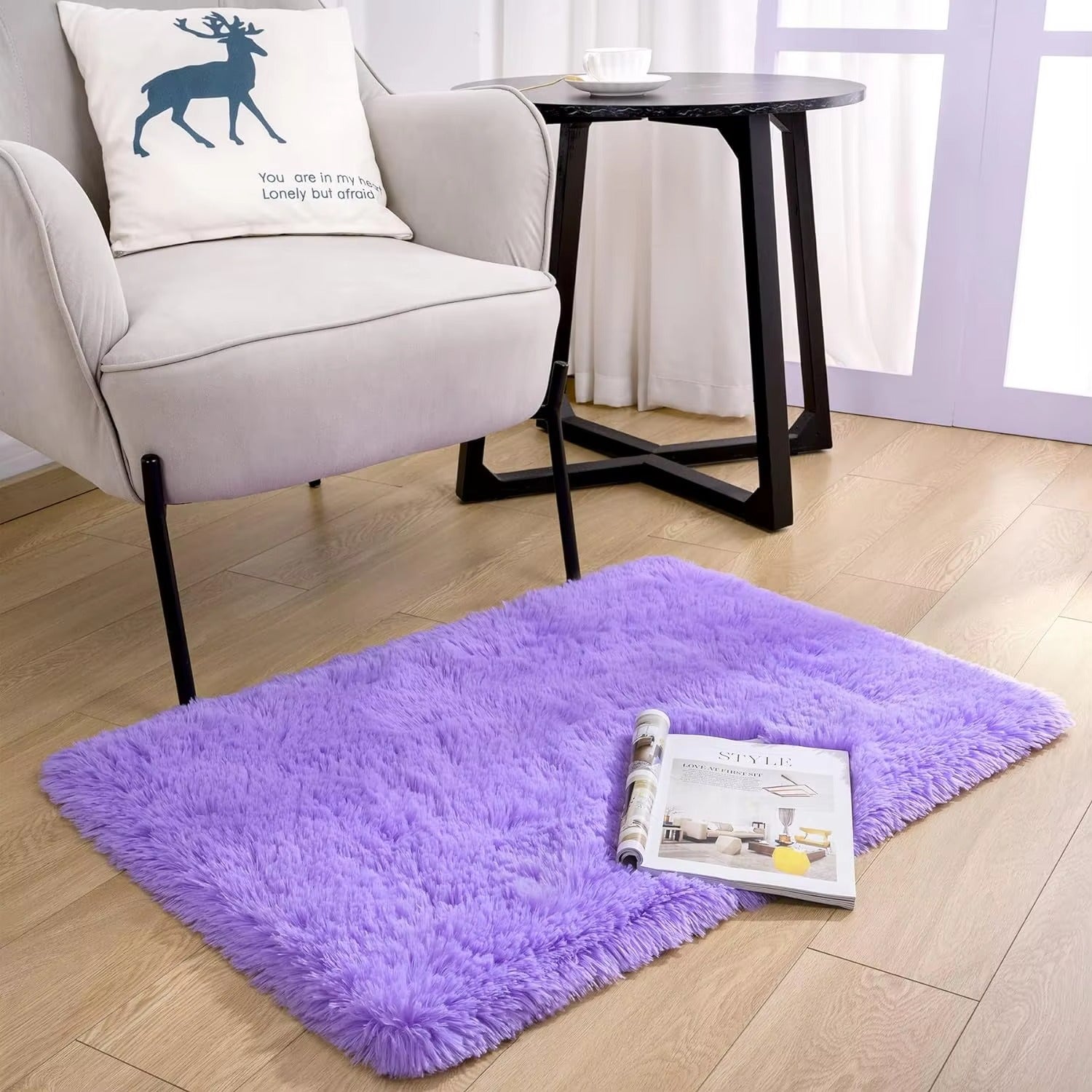 Anti-Slip Soft Fluffy Door Mat-Purple Door Mats Apricot   