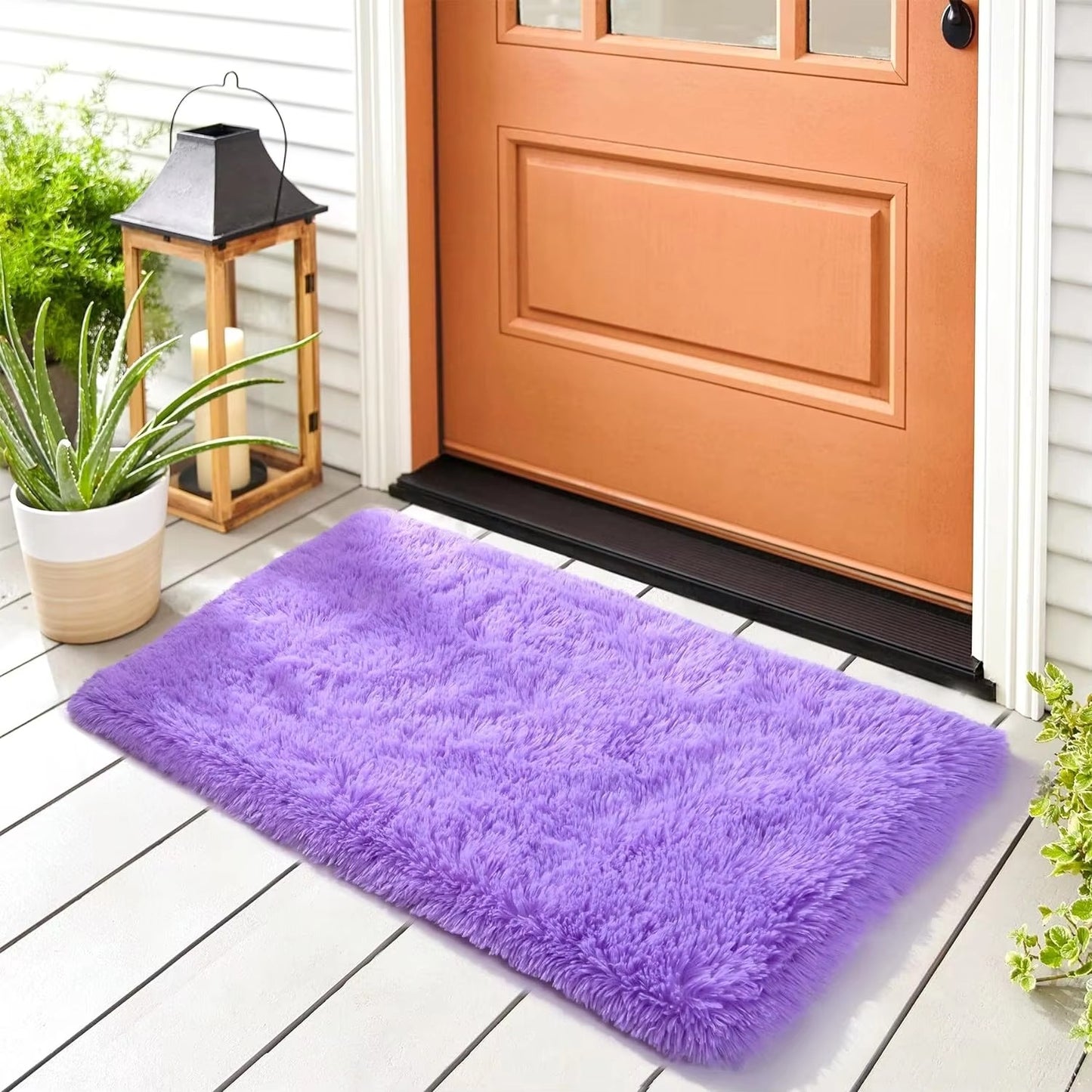 Anti-Slip Soft Fluffy Door Mat-Purple Door Mats Apricot   