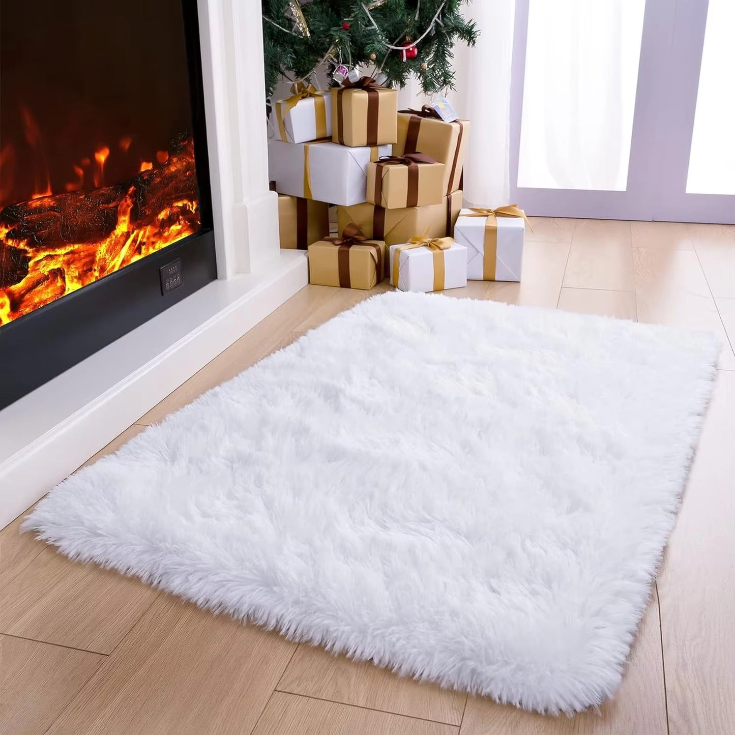 Anti-Slip Soft Fluffy Door Mat-Off White Door Mats Apricot   