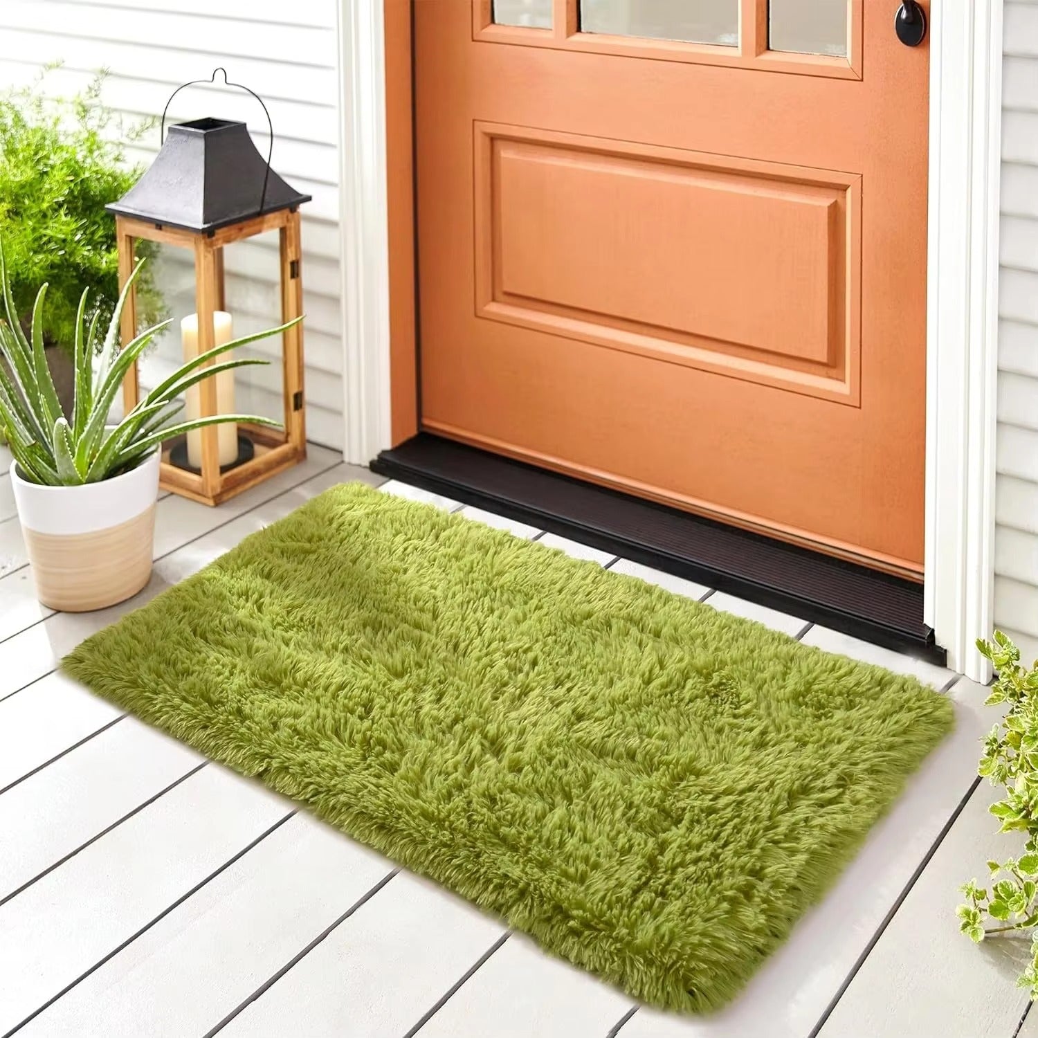 Anti-Slip Soft Fluffy Door Mat-Green Door Mats Apricot   