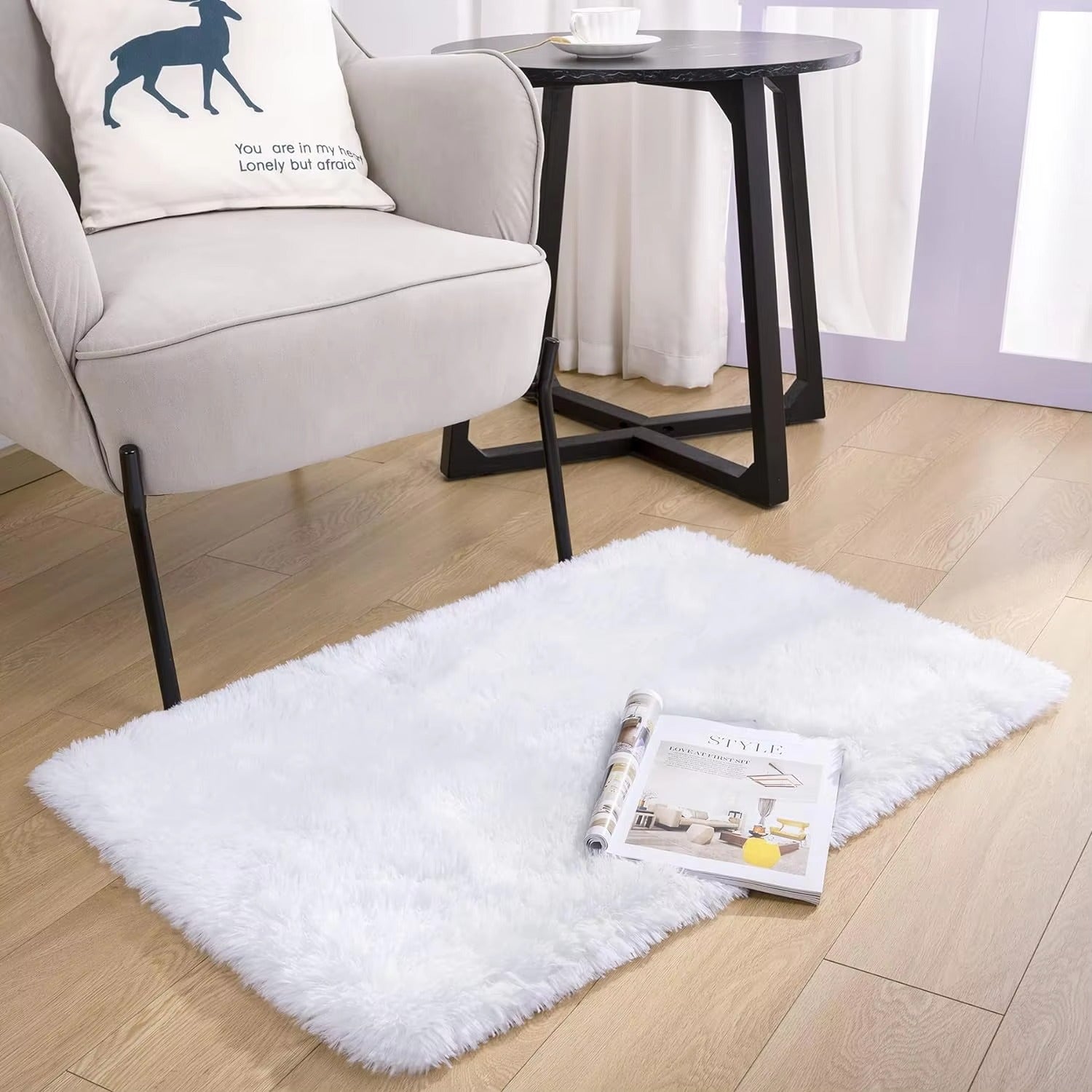 Anti-Slip Soft Fluffy Door Mat-Off White Door Mats Apricot   