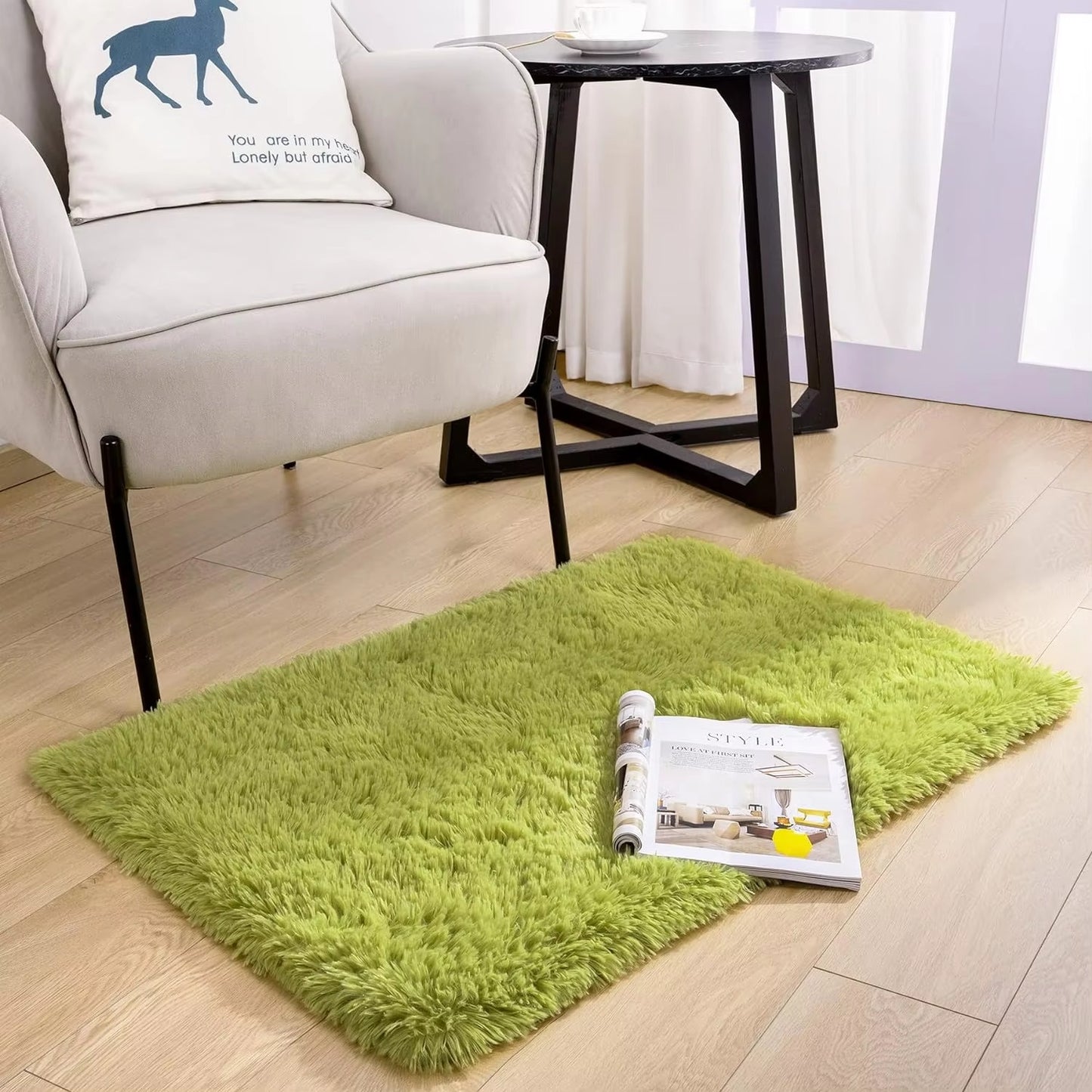 Anti-Slip Soft Fluffy Door Mat-Green Door Mats Apricot   