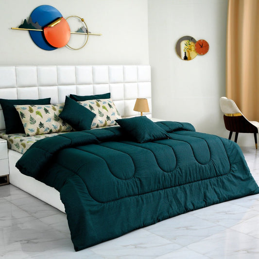 8 PCs Winter Comforter Set-Emerald Comforters Apricot   