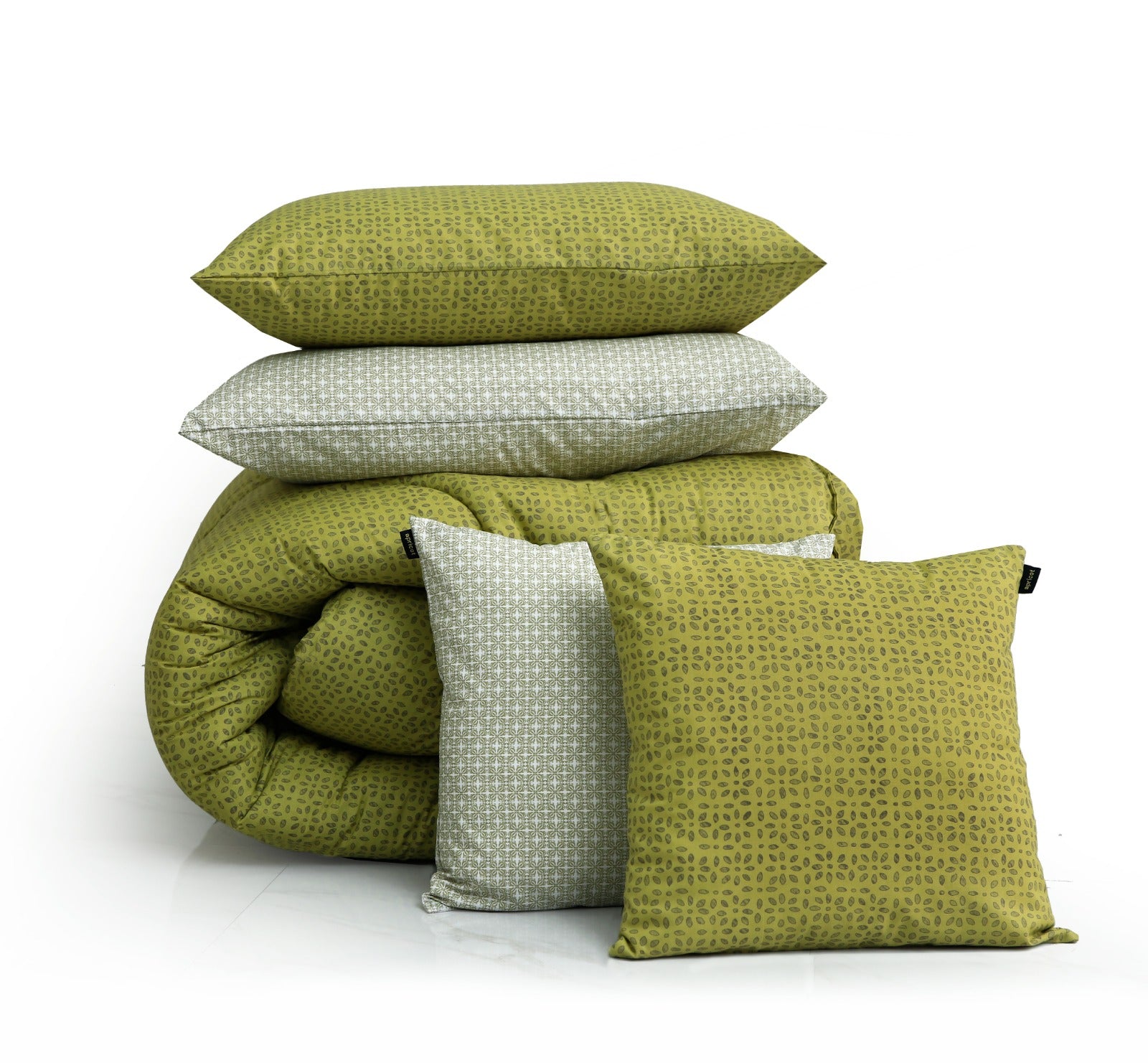 8 PCs Winter Comforter Set-Lime Texture Comforters Apricot   