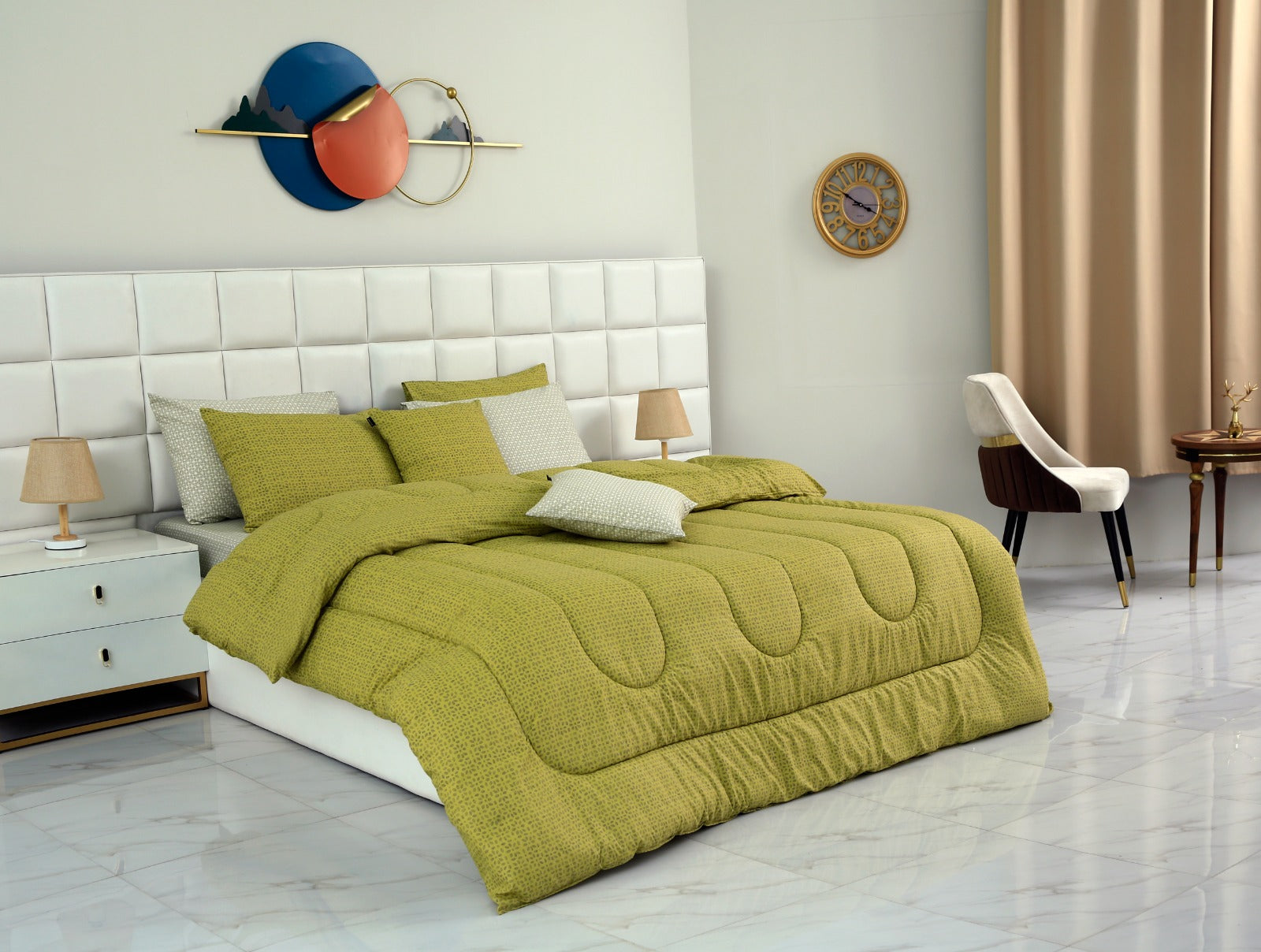 8 PCs Winter Comforter Set-Lime Texture Comforters Apricot   