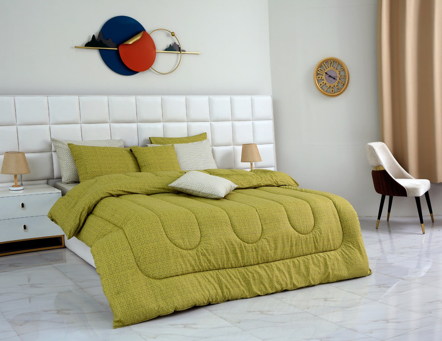 8 PCs Winter Comforter Set-Lime Texture Comforters Apricot   