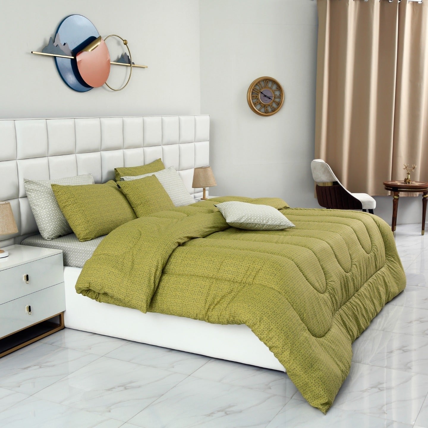 8 PCs Winter Comforter Set-Lime Texture Comforters Apricot   