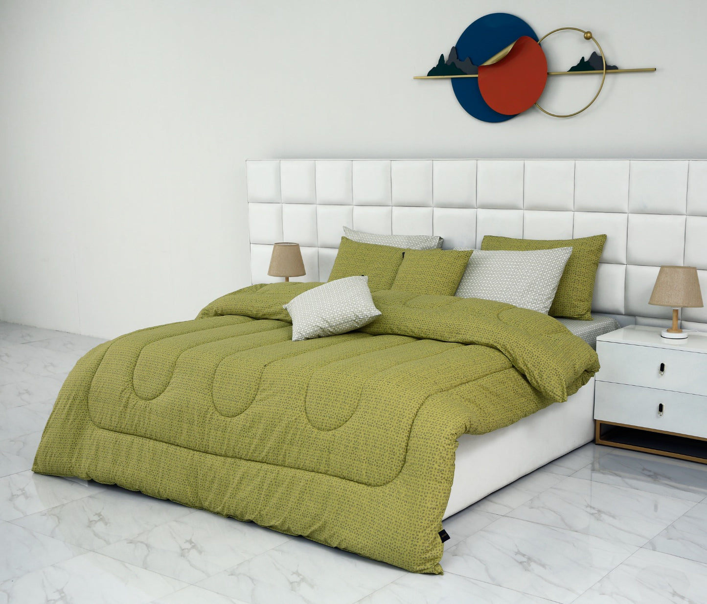 8 PCs Winter Comforter Set-Lime Texture Comforters Apricot   