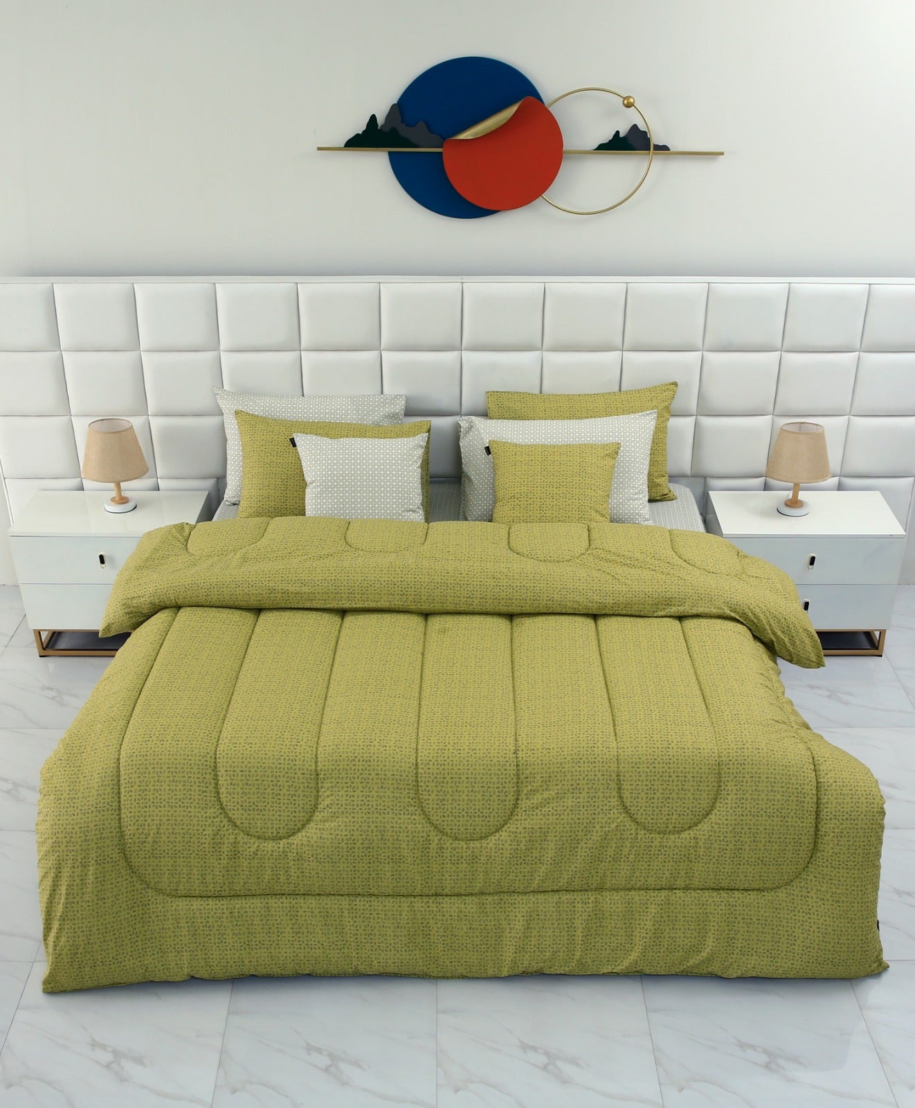 8 PCs Winter Comforter Set-Lime Texture Comforters Apricot   