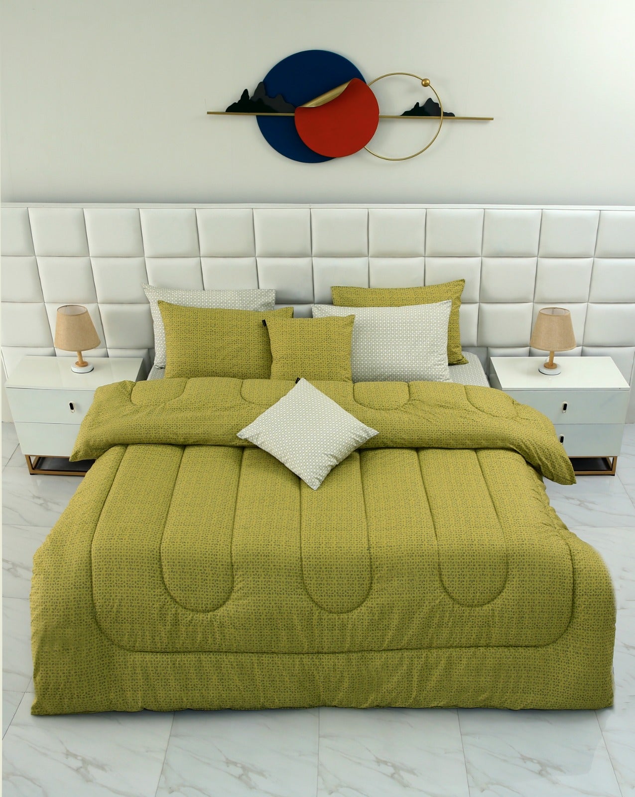 8 PCs Winter Comforter Set-Lime Texture Comforters Apricot   