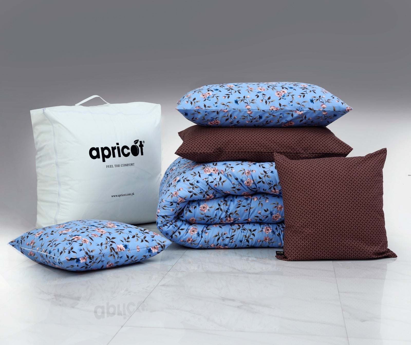 8 PCs Winter Comforter Set-Blue Patels Comforters Apricot   