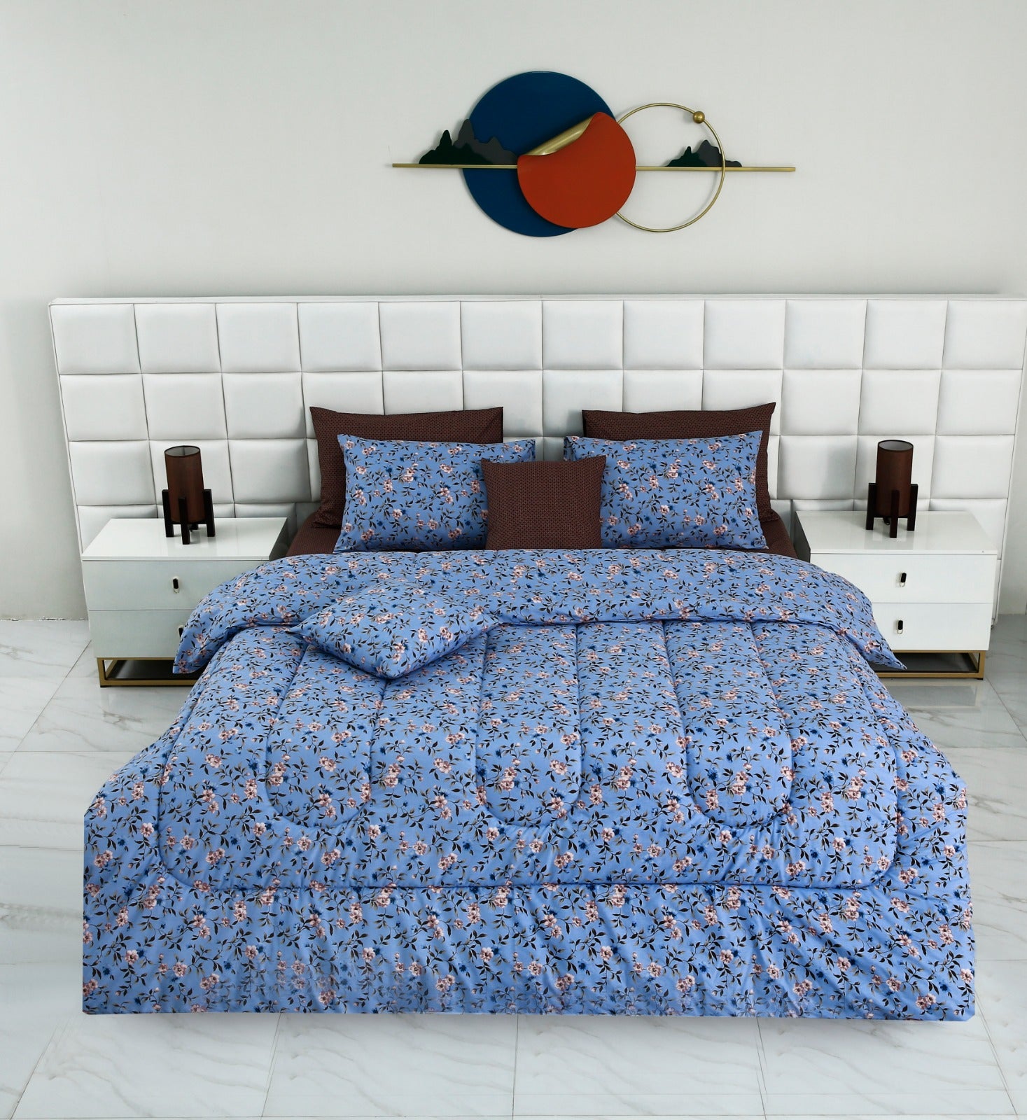 8 PCs Winter Comforter Set-Blue Patels Comforters Apricot   