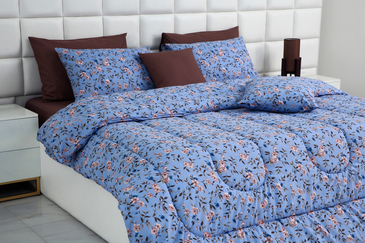 8 PCs Winter Comforter Set-Blue Patels Comforters Apricot   